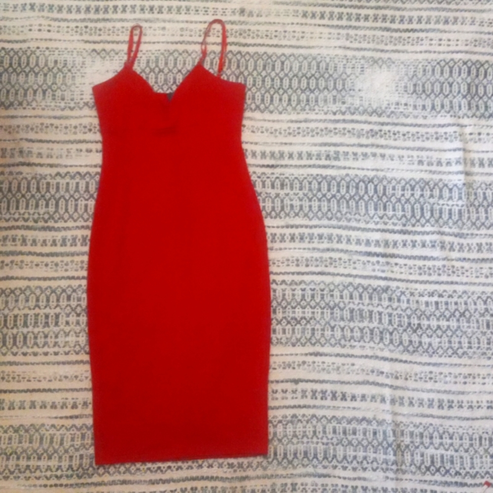 Stretchy Red Midi Dress